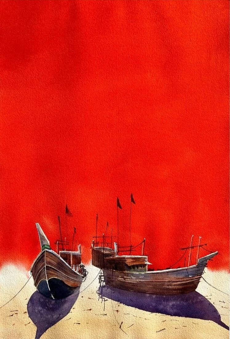 Shampan II — watercolour on paper by Rasedul Islam Riad